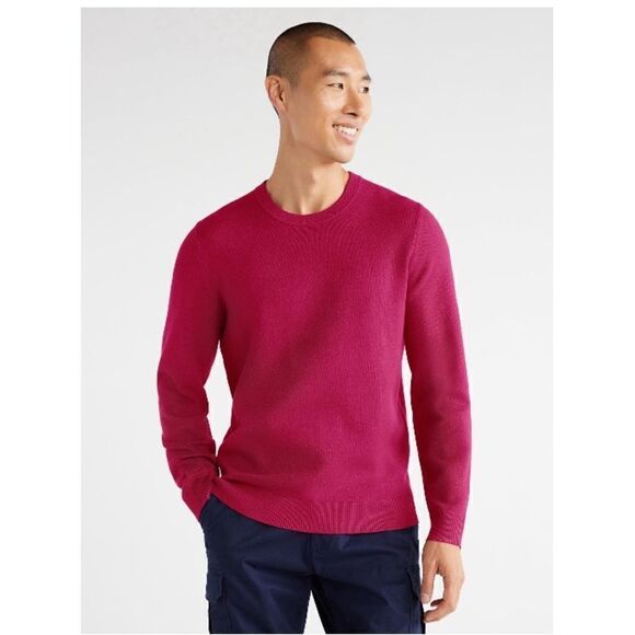 Men's Comfy Solid Crewneck Sweater with Long Sleeves, Size XXL - Picture 4 of 10